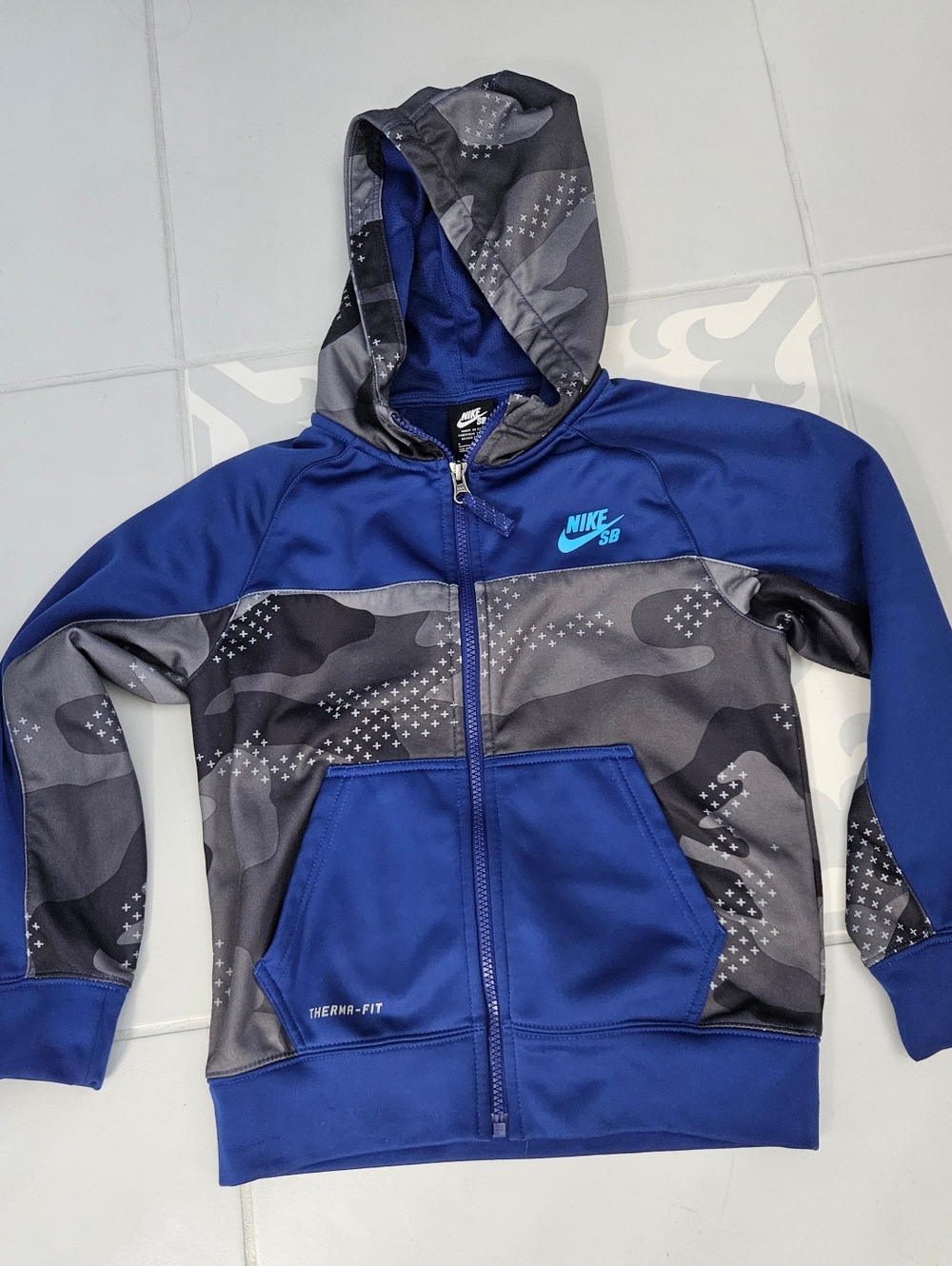 Nike Kids' Blue Therma-Fit Hooded Jacket